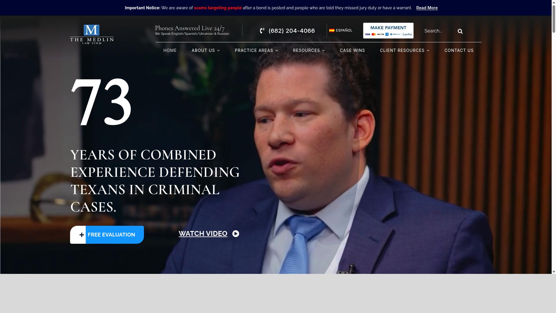 The Medlin Law Firm website